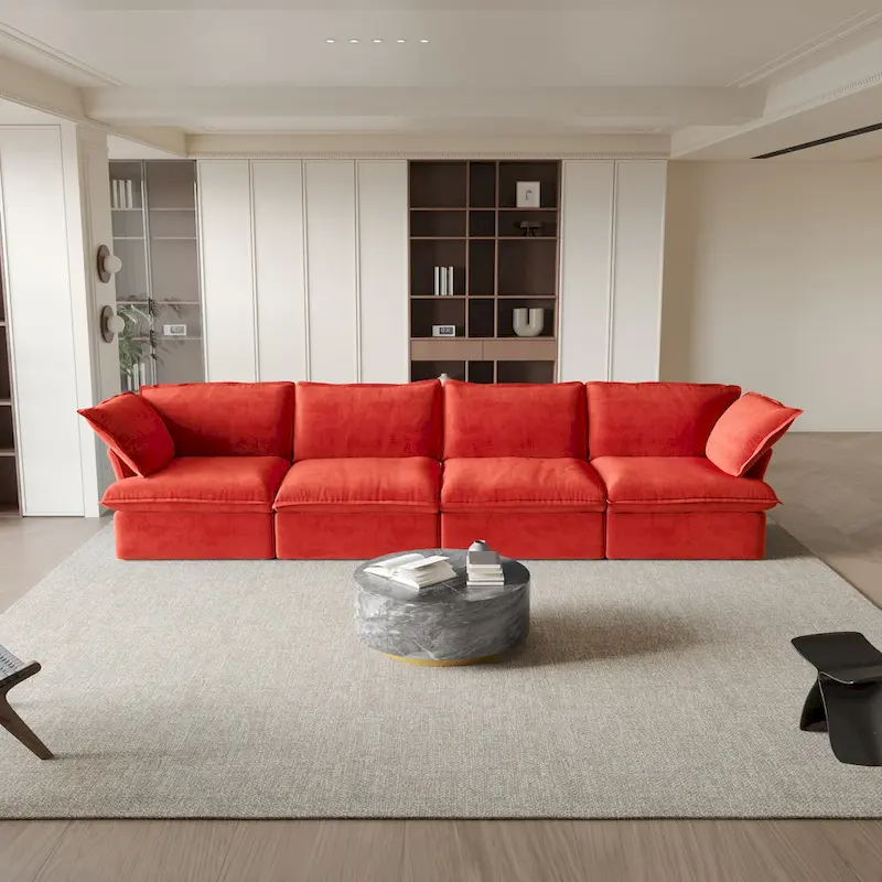 Velvet Sofa, Red / Orange / Blue / Green, 3 or 4 Seats