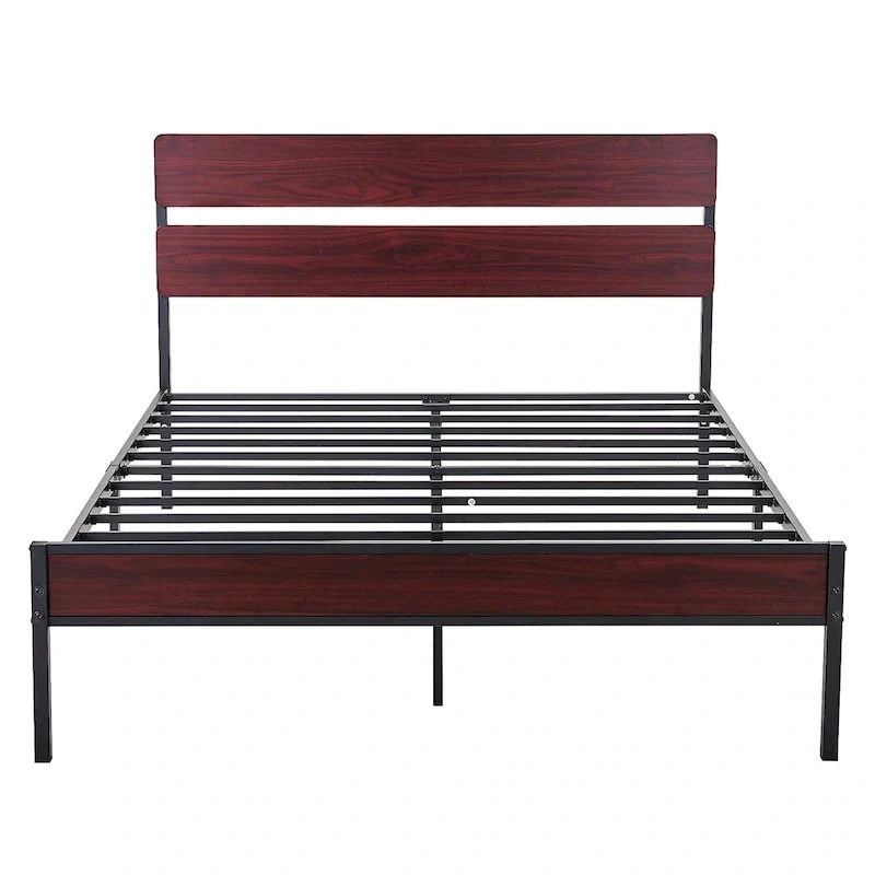 Javlergo Industrial Iron Bed Frames with MDF Headboard - Space-Saving & Durable