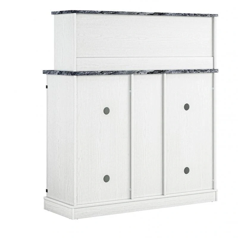 Buffet Bar Cabinet with Wine Rack - 10-Bottle Storage (Grey/White)