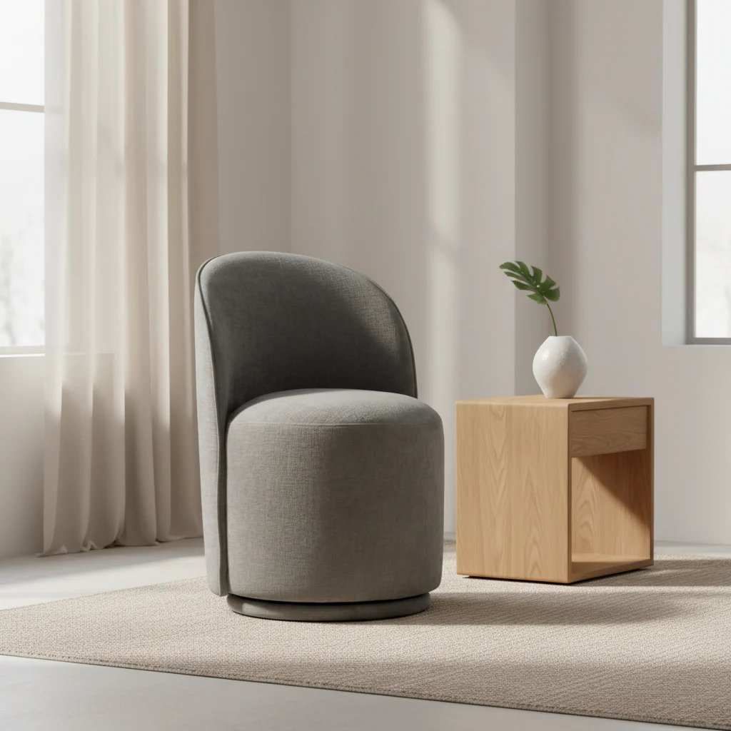 Dove Grey Fabric Swivel Dining Chair, Single