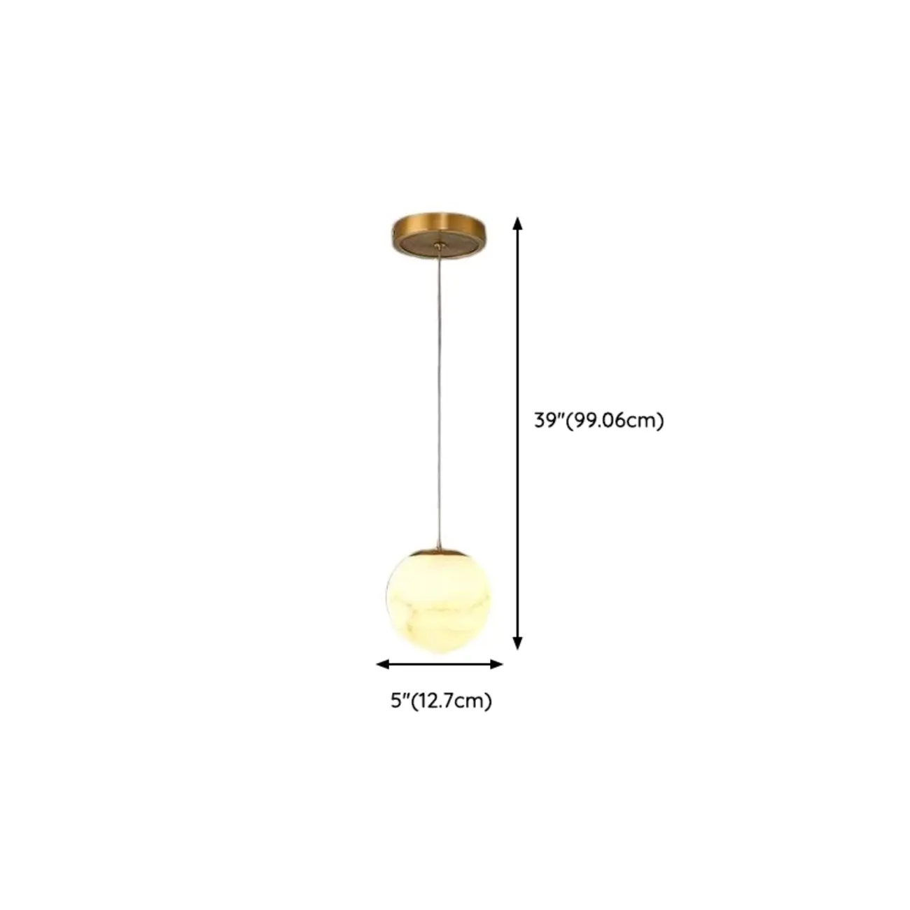 1-Light Gold Stone Square Hanging Pendant Light