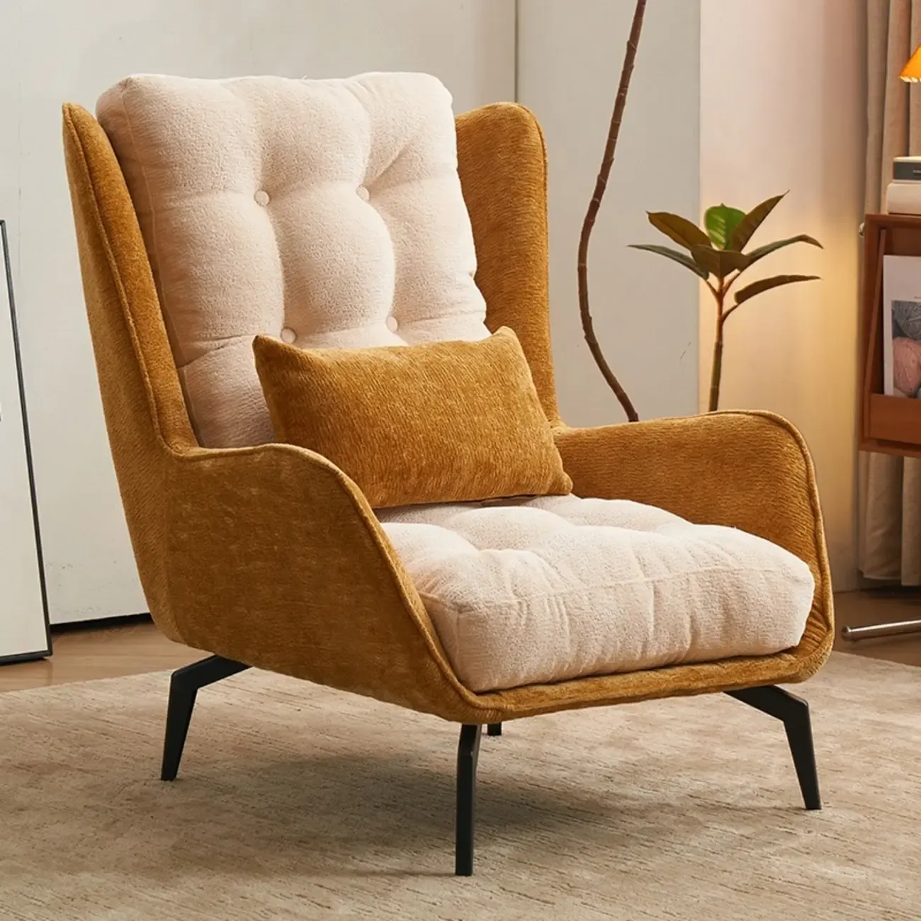 Modern Velvet Wingback Accent Chair for Living Room