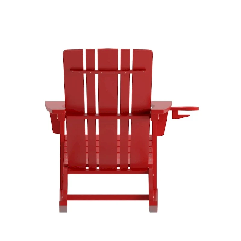 All-Weather Rocking Adirondack Chair with Swiveling Cupholder