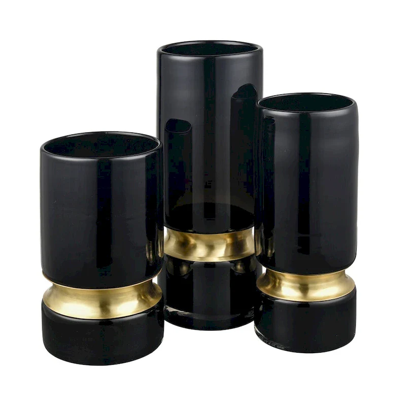 Elk Home Brooke Black Finish Glass 5 Inch Wide Vase