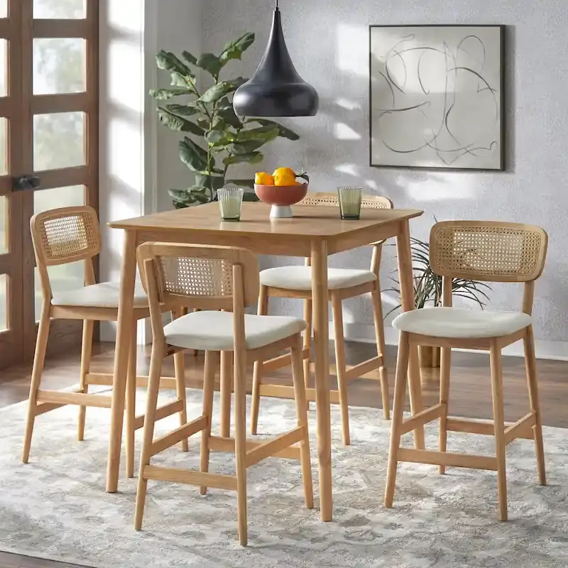 Counter Height Table - Walnut, Mid-Century Modern Style, Seats 4