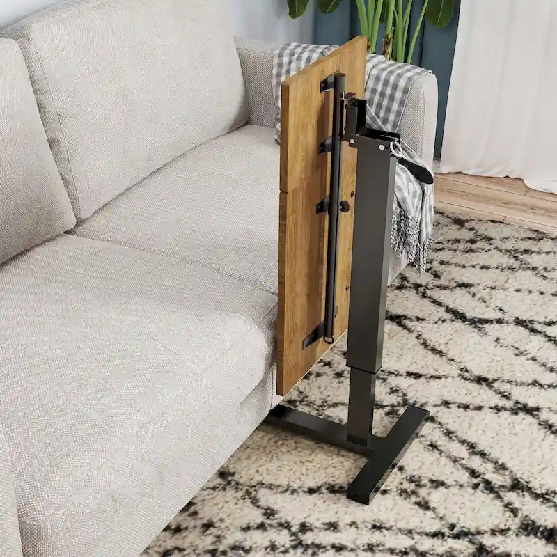 Overbed Table Height Adjustable Sofa Laptop Desk Tilting with 4 Wheels