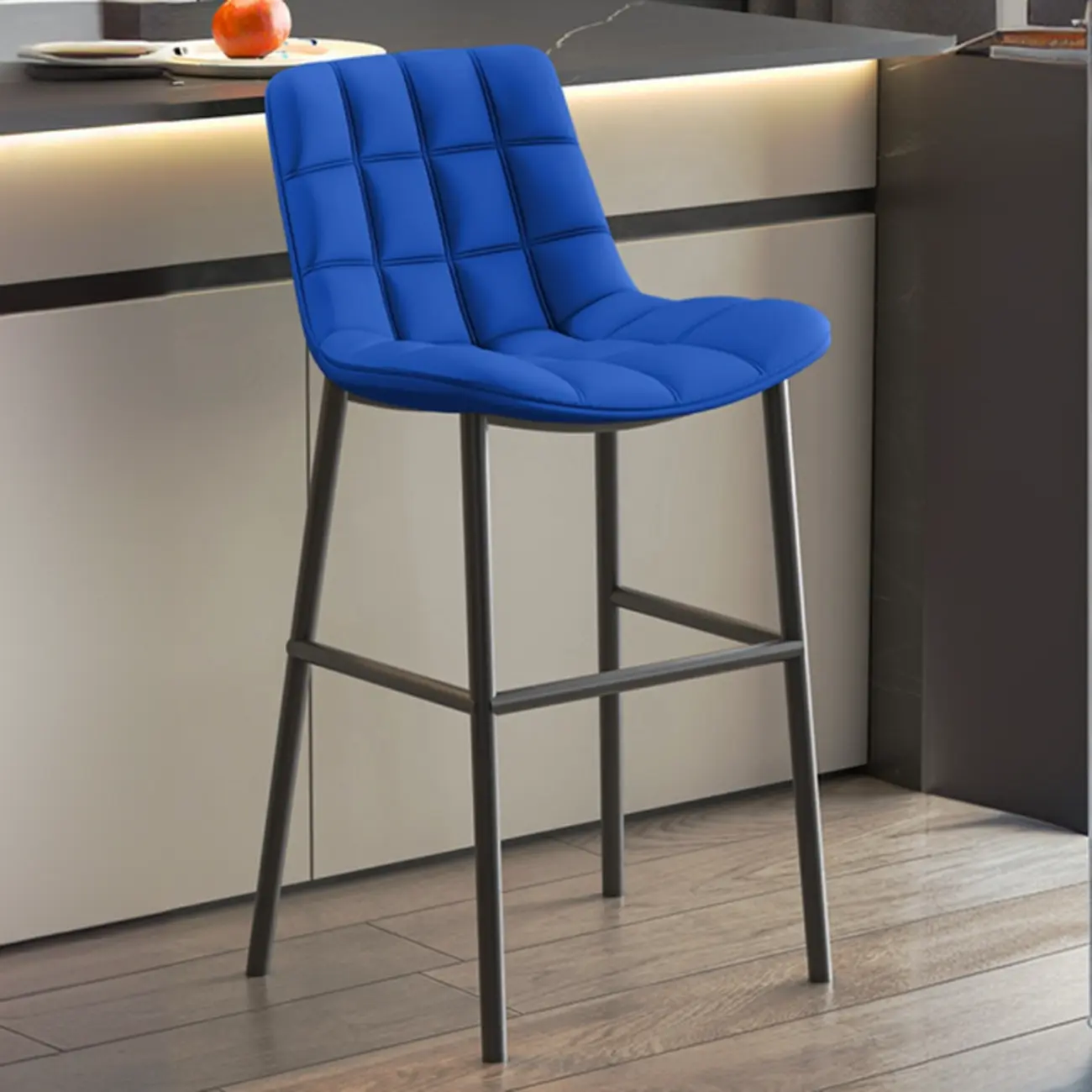 Concave Modern Low Back Leather Counter Bar Stools