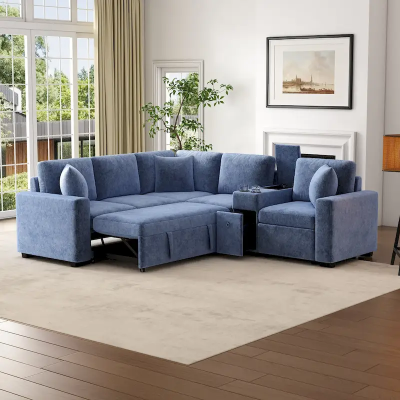 Chenille Pull-out Sofa Bed