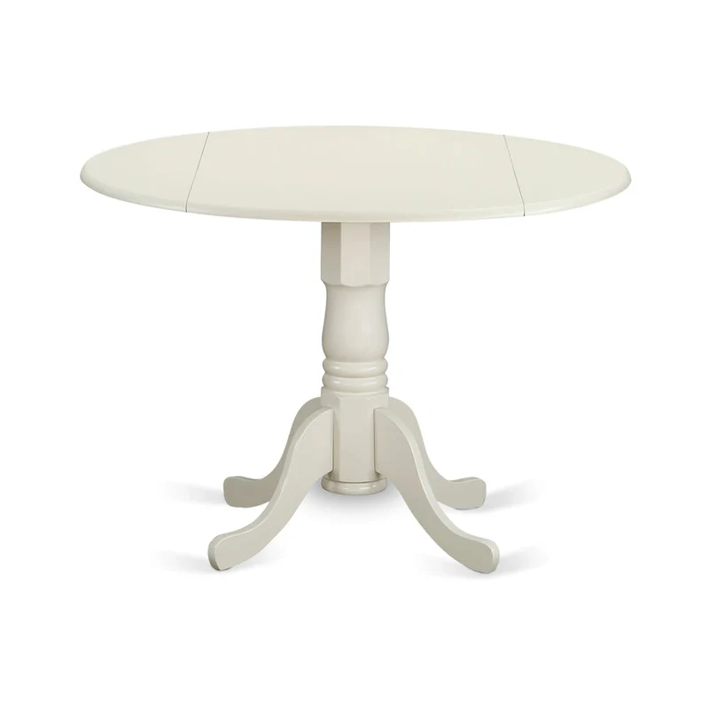 5-Piece Round Dining Table Set with Drop Leaf and 4 Chairs (Finish Options)
