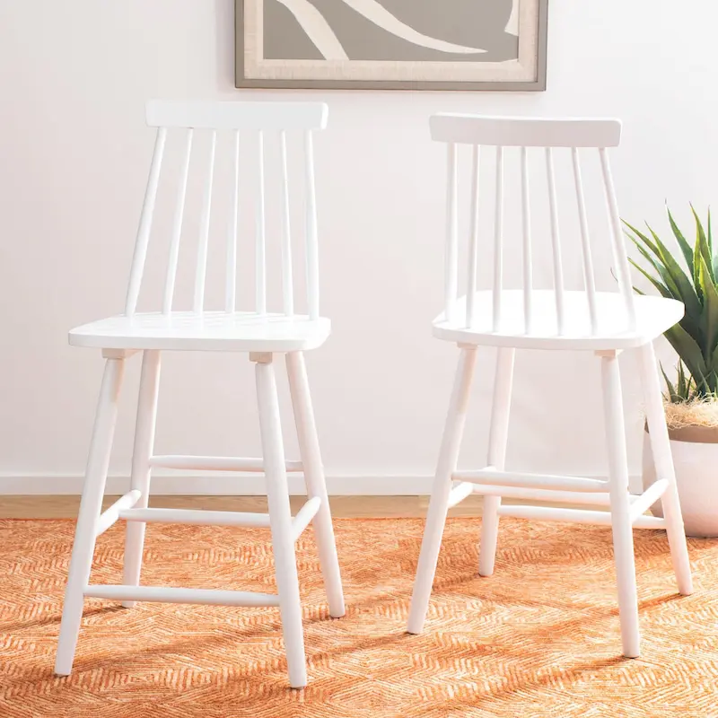 Black / White / Grey / Natural Spindle Back Farmhouse Counter Stool, Set of 2