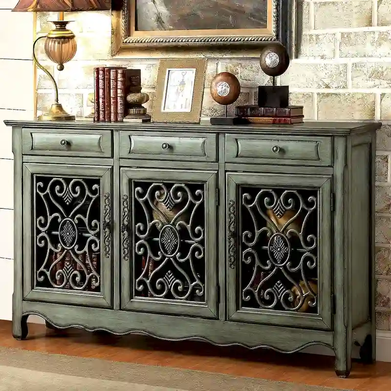 Decorative Antique Green Sideboard Accent Cabinet