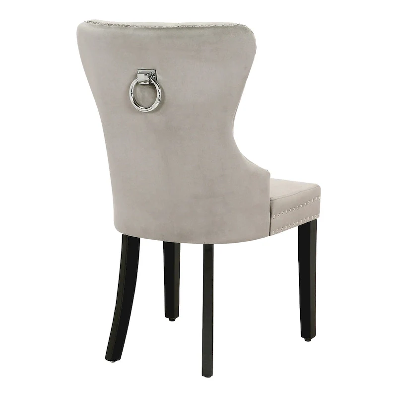 Tufted Wingback Dining Chair with Nailhead and Ring Pulls