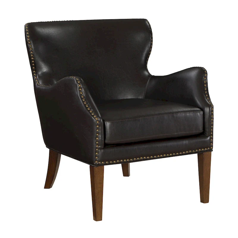 Douglas Faux Leather High Leg Slope Arm Accent Chair by Greyson Living