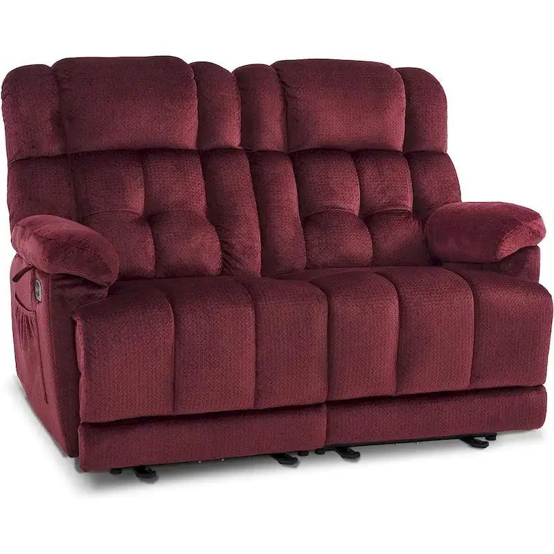 Electric Power Reclining Loveseat Sofa with Heat and Massage, Fabric 6237
