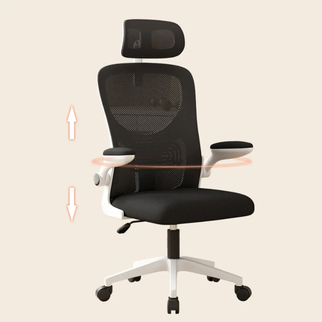 Ergonomic Black White Mesh Adjustable Office Chair