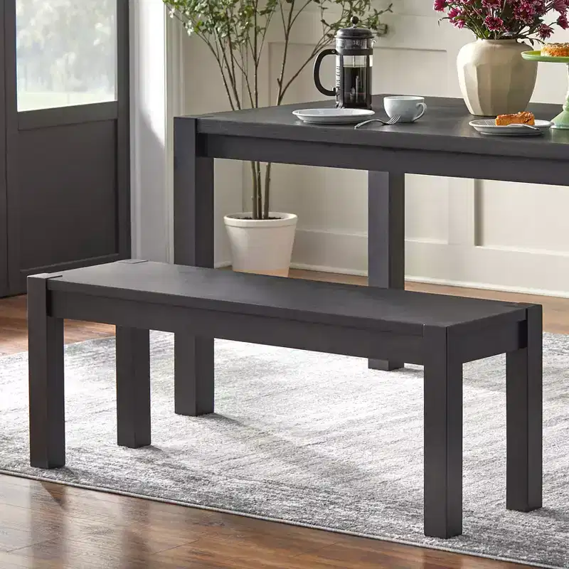Buylateral Verdon Modern Farmhouse Solid Wood Dining Bench Black