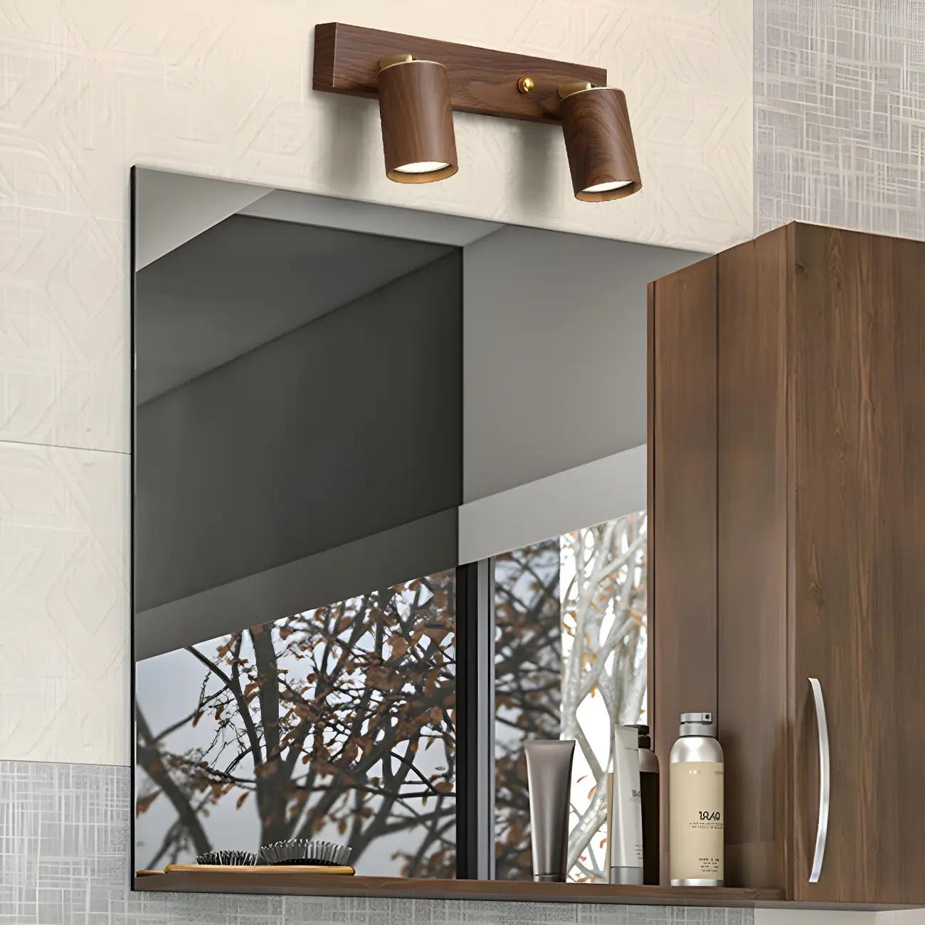 Contemporary Brown Cylinder Multi-light Vanity Lights
