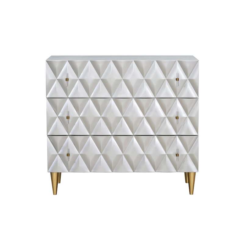 Metallic Silver and Champagne 3-Drawer Console Cabinet