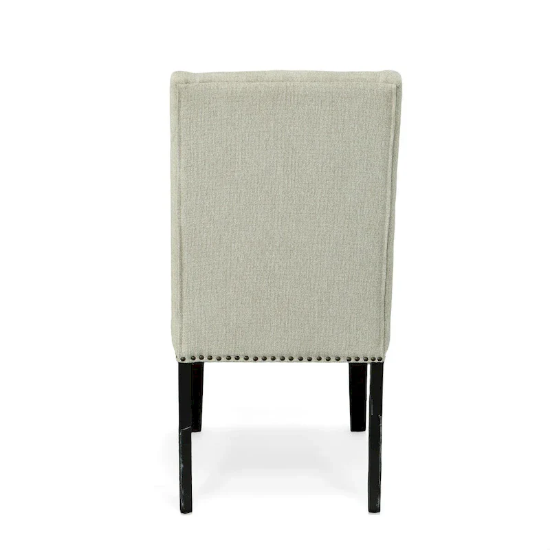 Beige Upholstered Wingback Dining Chairs - Set of 2