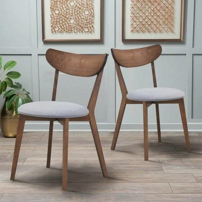 Set of 2 Dining Chair Upholstered Curved Back Side - 18  x 23  x 32  (L x W x H)