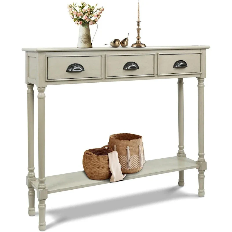 Wood 3-drawer Console Hallway Table