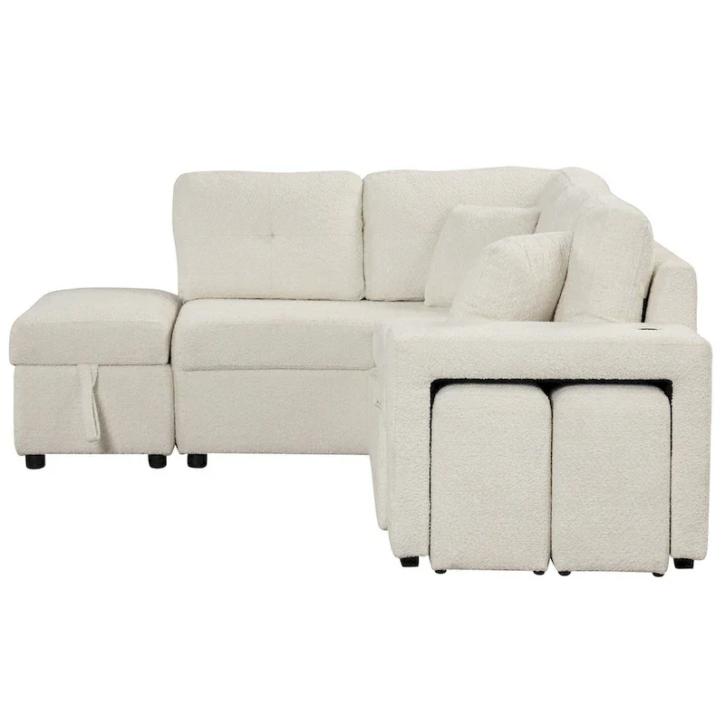 87.7 Convertible Sectional Pull Out Sofa Bed