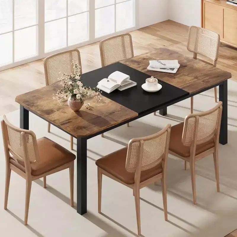 Industrial Dining Table for 6~8 People, 78.7 Long Kitchen Table,Wood Dining Table, Kitchen & Dining Room Table, Rectangle Dining Room Table for 6