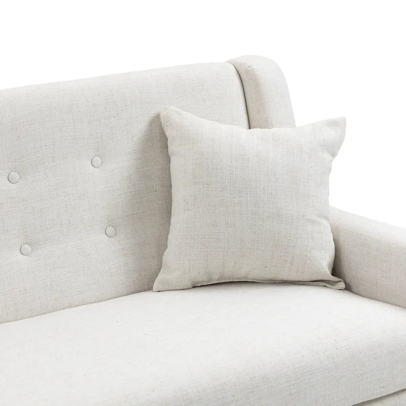 Modern Curved 63  Button Tufted Upholstered Loveseat with 2 Pillows