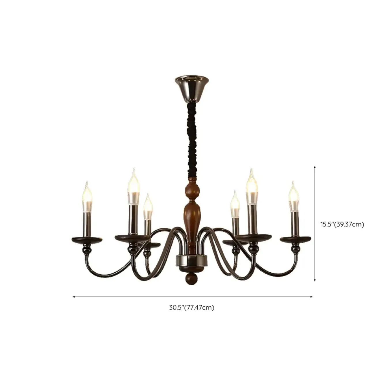 Modern Black 6/8 Light Candelabra Chandelier in Dimmable