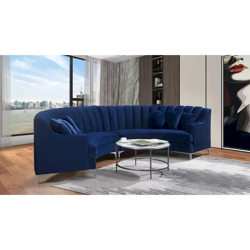 142 Velvet Fabric Curve Sectional Sofa - 142