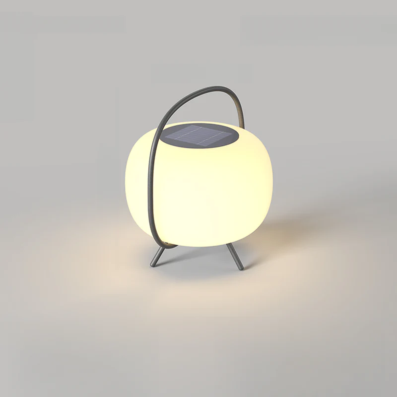 Outdoor Black Metal Drum Lantern Table Lamp