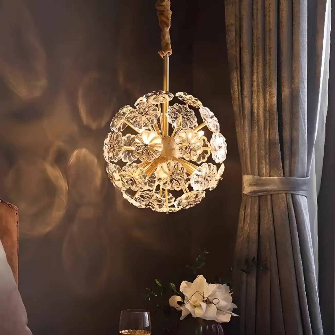 Modern Crystal Globe Chandelier with Ambient Light
