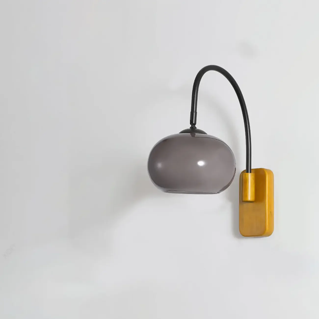 Modern Smoke Grey Wall Sconce with Glass Shade & LED