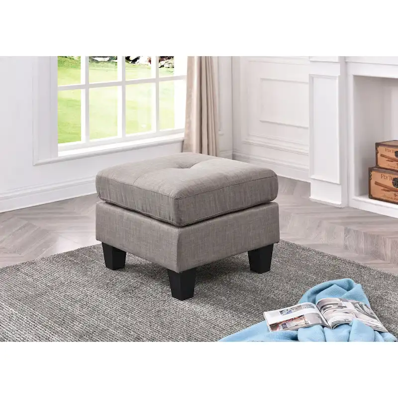 Twill Tufted Ottoman