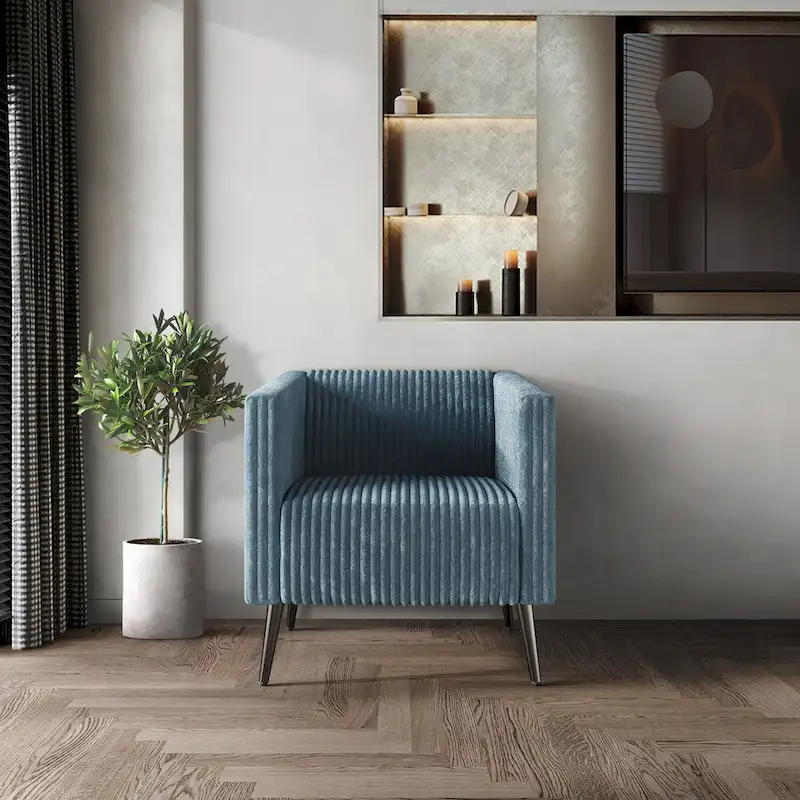 Black Velvet Upholstered Accent Chair with Metal Legs