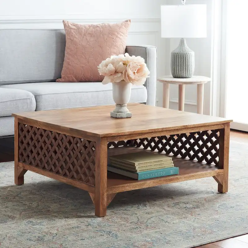SAFAVIEH Bernardina Square Single Shelf Coffee Table - 34 L x 34 D x 16 H - 34Wx34Dx16H