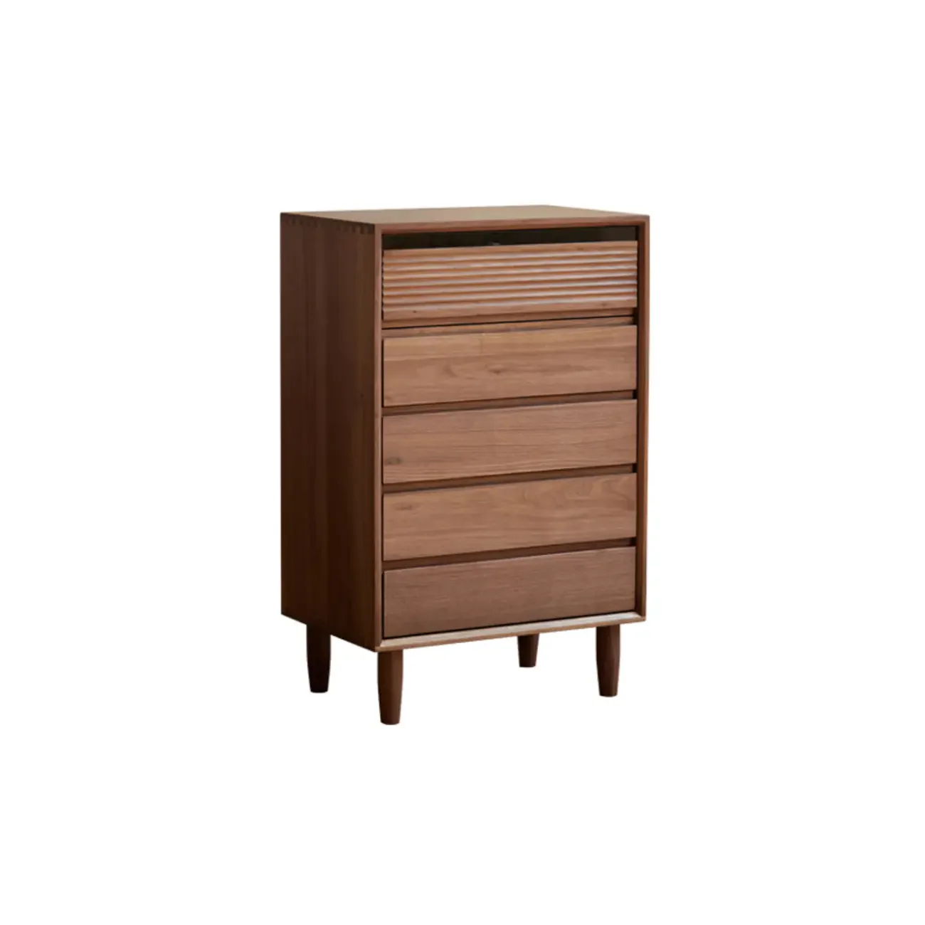 Modern Vertical Natural Wooden Chest with 5-Drawers for Bedroom