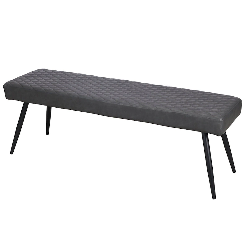 HomeRoots 54 Dark Gray and Black Faux Leather Upholstered Dining Bench - 53.54' X '18.7' X '16.54