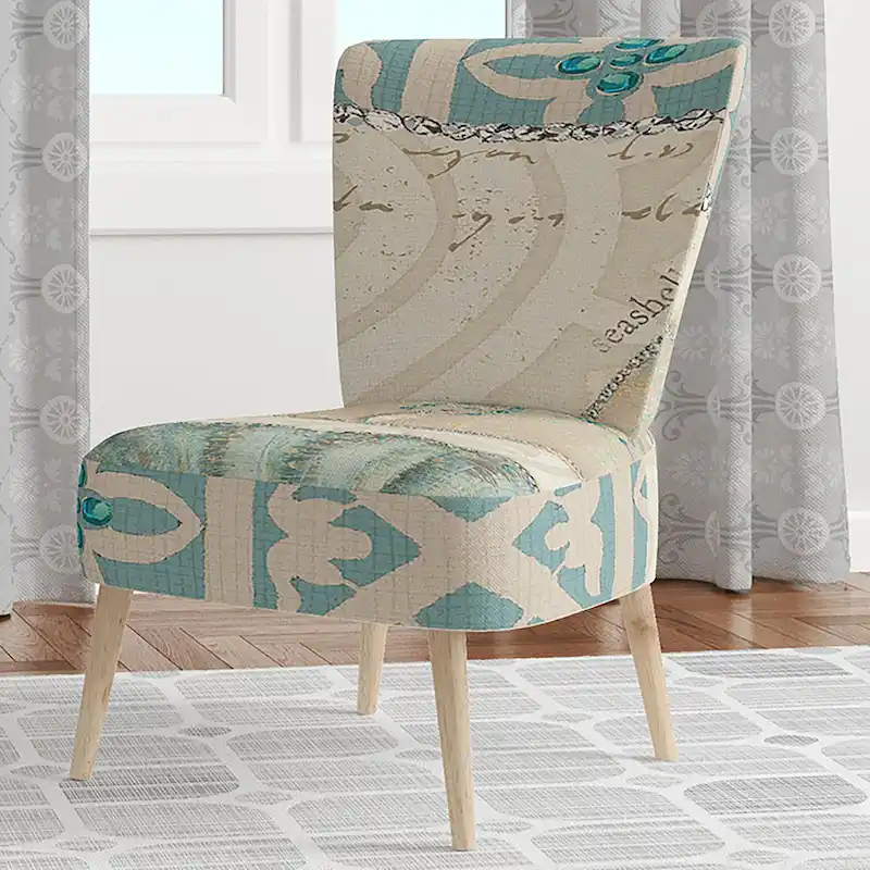 Seastar and Blue Sea Shell II Upholstered Accent Chair