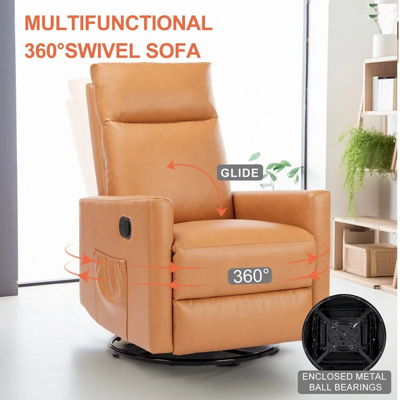 Manual Recliner Chair Winback Single Sofa, 8 Different Massage Modes, Brown