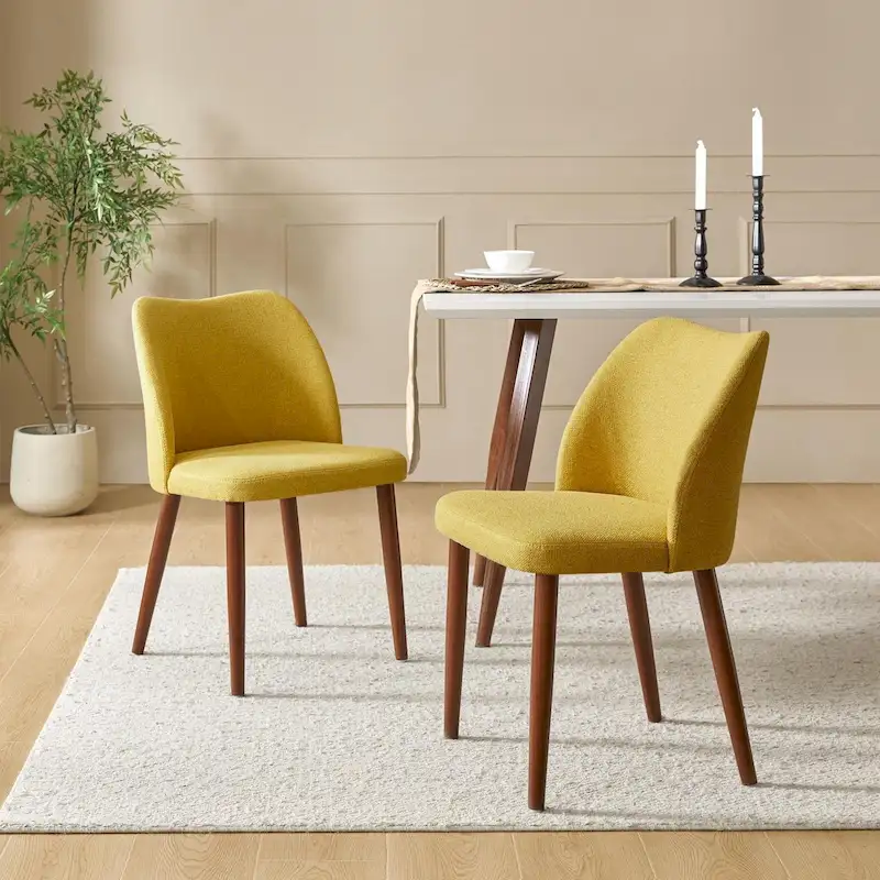Melisa Upholstered Solid Wood Dining Chair Set of 2 by HULALA HOME