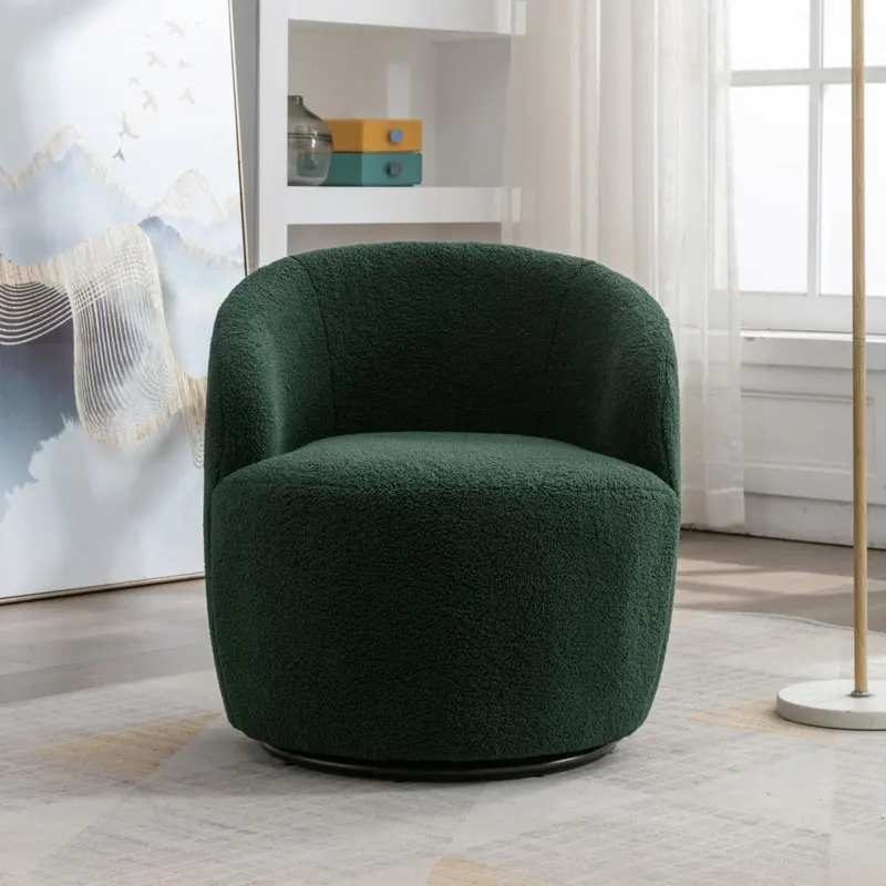 Teddy Fabric Swivel Accent Barrel Chair With Powder Coating Metal Ring