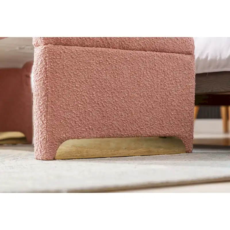 Modern New Boucle Fabric Loveseat Ottoman Footstool Bedroom Bench Shoe Bench With Gold Metal Legs