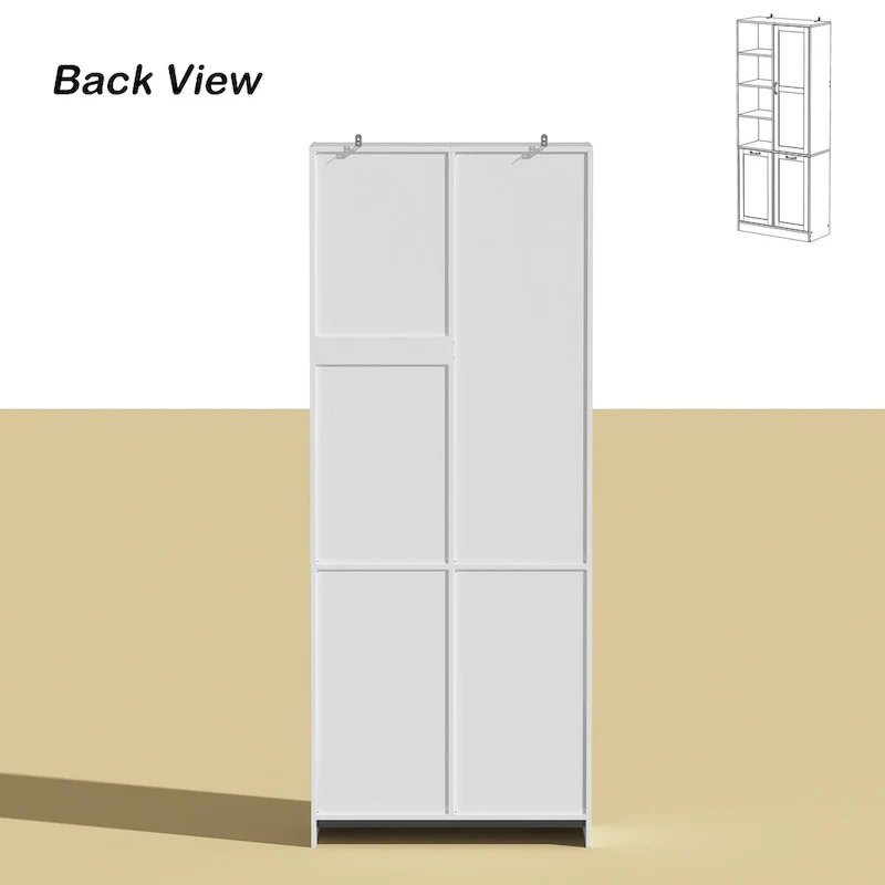 Sleek White Laundry Bathroom Cabinet with Unique Rotating Drawers