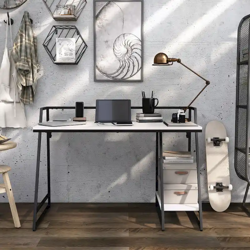 Industrial 49-inch Steel Computer Desk with USBs