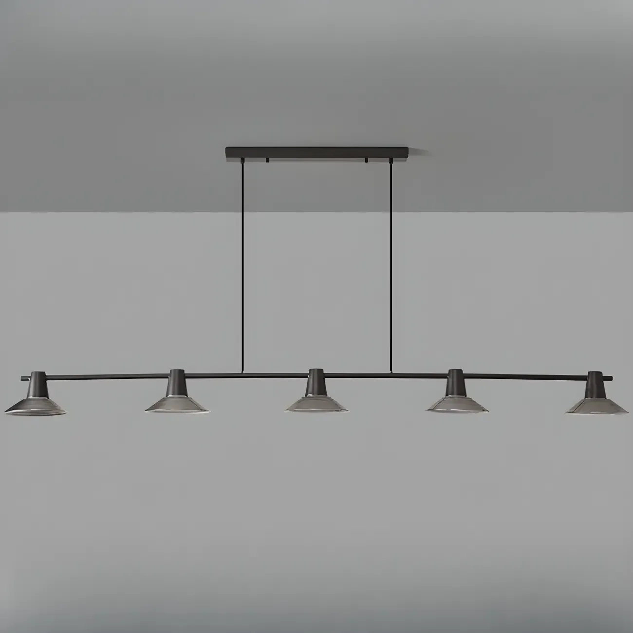 Modern Black Cone Glass 3-Light Island Light