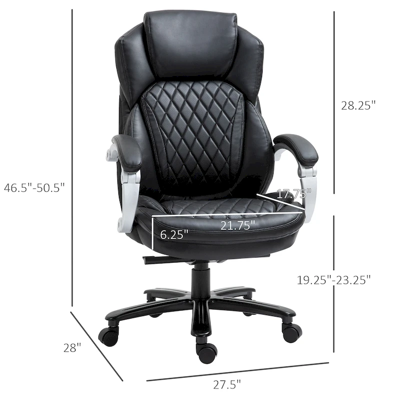 Vinsetto Heavy Duty Office Chair 350lbs Capacity, Mesh & Faux Leather, Rocker Ergonomic, Adjustable Height with Wheels