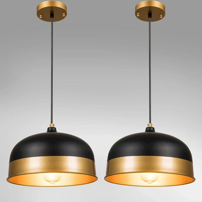 ExBrite 2-Packs Industrial Black Pendant Light Fixture,Vintage Pendant Lighting for Kitchen Restaurant Dining Room Cafe Sink