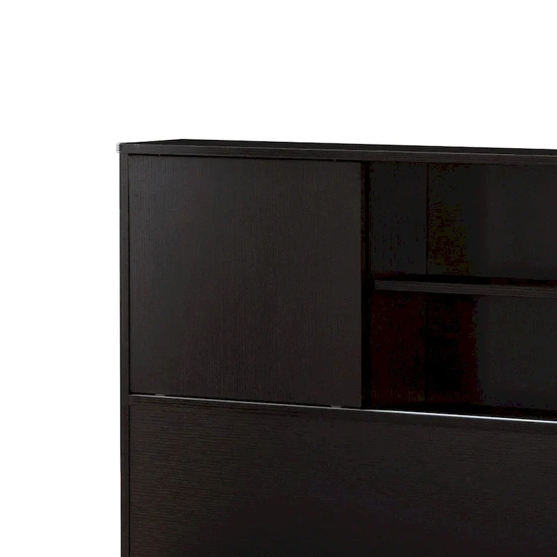 Twin Bookcase Headboard with 2 Sliding Doors, Red Cocoa