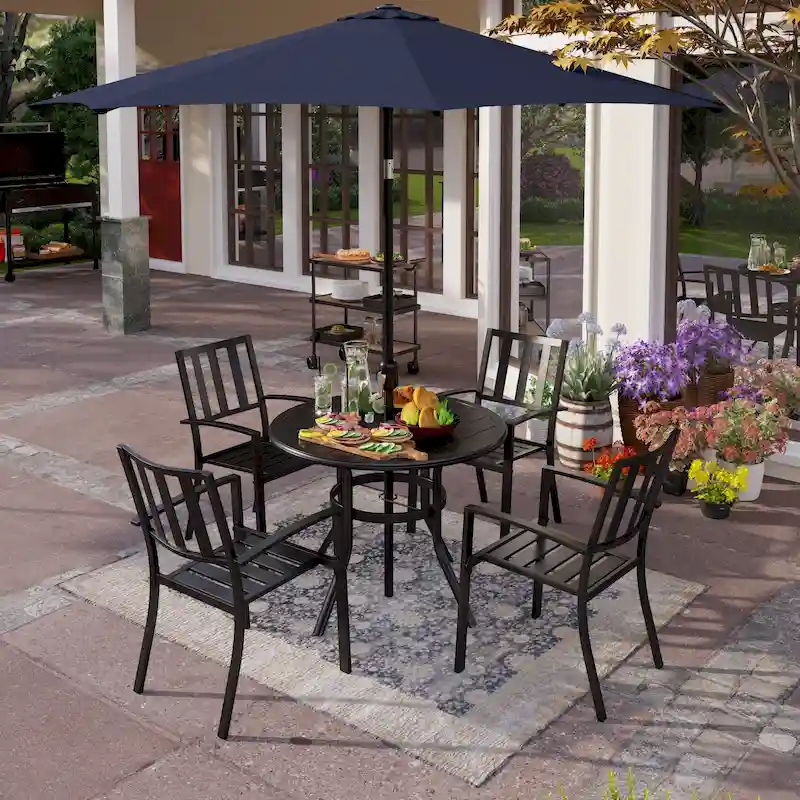 MAISON ARTS 5/6-Piece Patio E-Coating & Stackable Dining Set